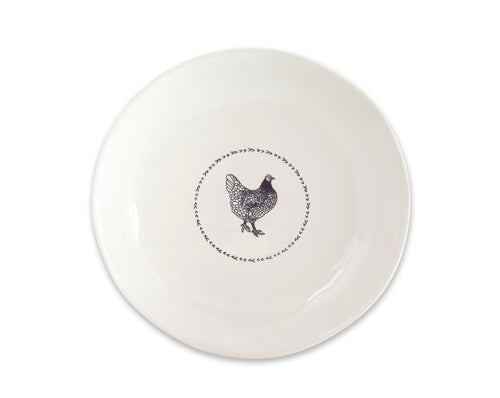 Melrose International 74537 Stoneware Chicken Round Platter - Set of 2