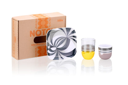 Retro 70' Espresso cup, glass and plate, black-yellow set