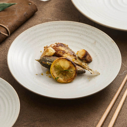 Handcrafted Stoneware Shallow Plate – Modern Pasta or Dinner Dish